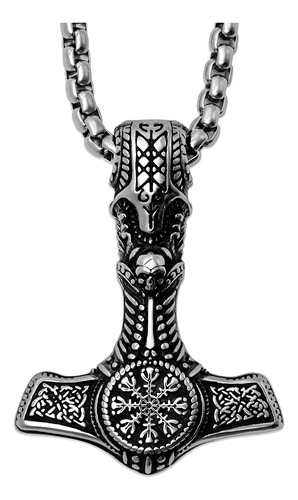 Collar Haquil Mjolnir, Colgante De Calavera Vikingo Thor Of