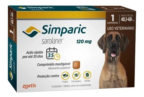 Simparic 40 A 60kg Com 1 Comprimido Cães