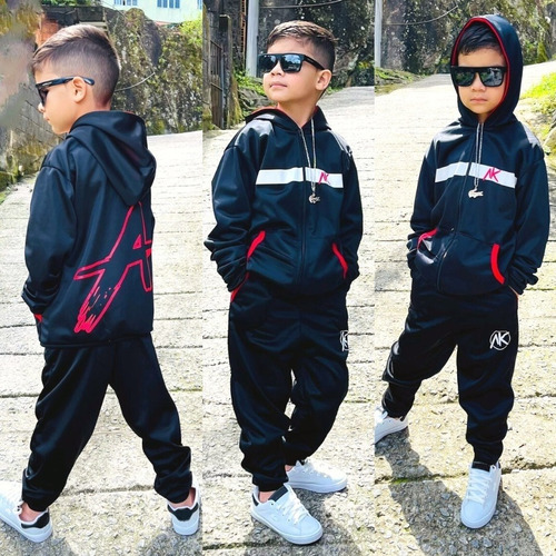 Conjunto Masculino Agasalho Moletom Infantil Casaco E Calça