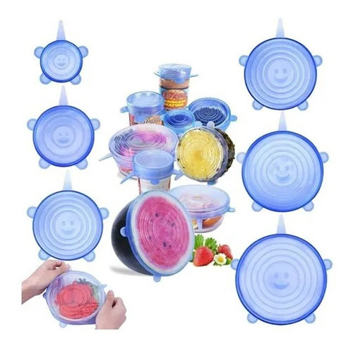 Tapas De Silicona Multiusos Set 6 Pz Alimentos Recipientes