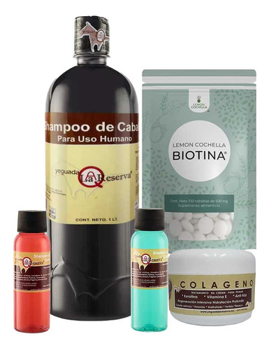 Kit  Shampoo Yeguada + Biotina + Colágeno Mini + Shampoo Min