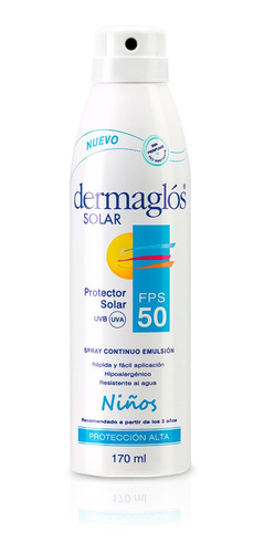 Protector Solar Niños Dermaglós Fps50 Spray Continuo X170ml