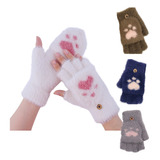 Guantes Kawaii De Lana 2 En 1 Sin Dedos Para Frío Pc Celular