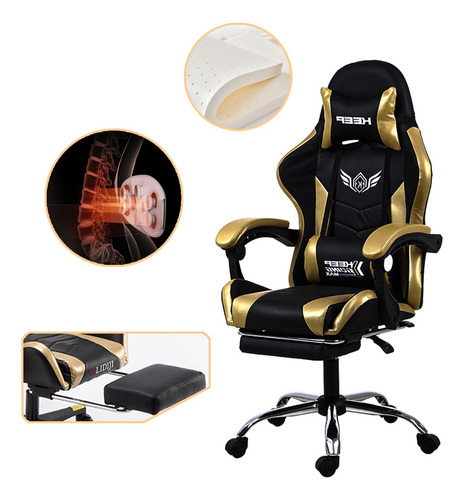 Silla Gamer Keep Ergonómica Reclinable Reposapiés Ajustable