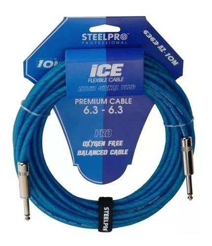 Cable Plug 6.3mm 10mts Steelpro 6363-az-10m Balanceado Prof