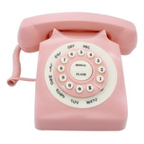 Telefono Fijo Con Cable Retro, Clasico Vintage, Rosa