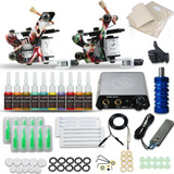 Kit Para Tatuar Profesional 2 Maquinas Fuente Cables Tintas