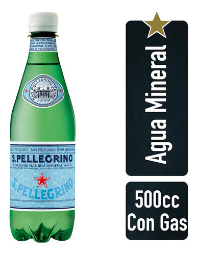 Agua San Pellegrino Con Gas Botella Pet 500 Ml