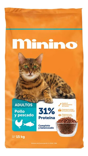 Croquetas Alimento Gato Minino Sabor Pollo Y Pescado 15 Kg