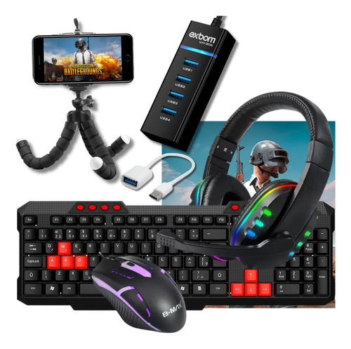 Kit Mobilador Completo Jogar Free Fire P/ Celular Led Rgb