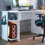 Mesa Gamer 2 Prateleiras Branco 3875 - Qmovi