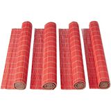 Jogo Americano Bambu Com 4 Peças 45x30cm  - Vermelho