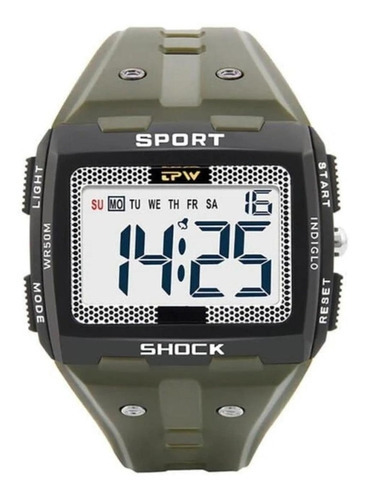 Relógio De Pulso Sport Shock Digital Grande Visibilidade Tpw Cor Da Correia Militar