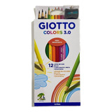 Lápiz De Color Giotto 3.0 De 12 Colores, Lápiz De Grafito Y Sacapuntas