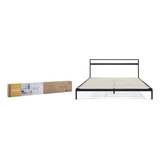 Base De Cama Light Metal Con Cabecera, Individual, Negro.