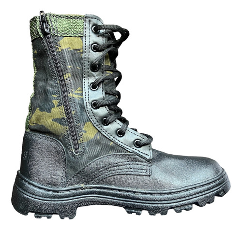 Bota Coturno Militar Zíper Camuflado Airsoft Selva Exército 