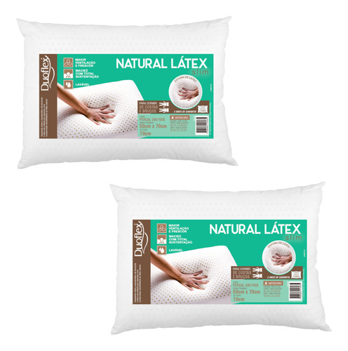 Kit De 2 Travesseiros - Natural Látex Perfil Baixo 50x70x10