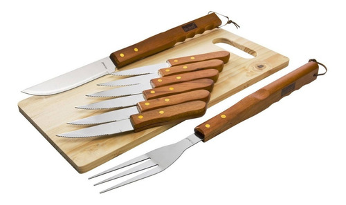 Kit De Herramientas Para Asado 8 Piezas Con Tabla Afj