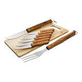 Kit De Herramientas Para Asado 8 Piezas Con Tabla Afj