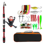 Kit Pesca 1.8m Cañas Señuelo Con Cuerda Enrollada Accesorios