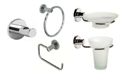 Set Kit Accesorios Baño Juego 5 Pzas Cromado 