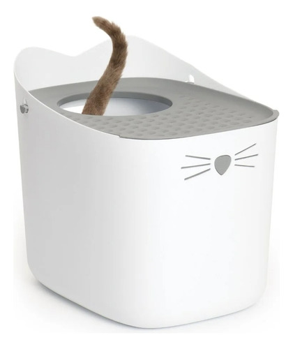 Baño Cerrado Litera Gato Apertura Superior Pixi Box Catit Color Blanco/gris #44081