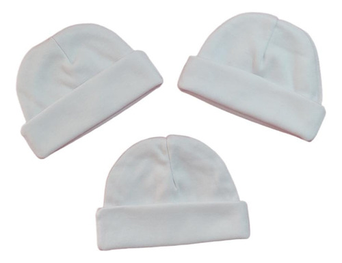 Gorros Para Bebés Color Blanco En Algodón * Set X 3 Unidades