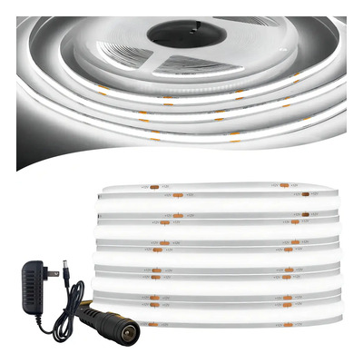 Goodea® Tira Luz Led Flexible Cob 5m Interior 320leds\u002Fm Enchufe Luz Blanco Frío | MercadoLibre