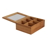 Caja Para Te E Infusiones Organizador De Madera Bambu  16x21