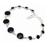 Ps 256-1 Pulsera De Plata Peruana Con Piedra Negra