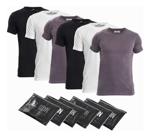 Pack X6 Remeras Basicas Slim Fit Algodon Esmerilado El Don