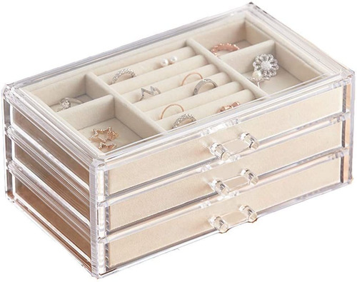 Caja Organizadora De Joyas De Acrílico Herfav Con 3 Cajones,