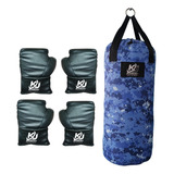 Saco De Boxeo Niño 7kg Camuflaje Y 2pares Guantes Box Karate