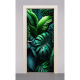 Adesivo Envelopamento Decorativo De Porta Plantas Verde