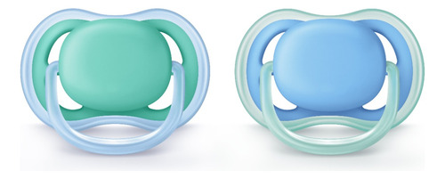 Conj.2 Chupetas Ultra Air Azul E Verde Philips Avent 6-18 M