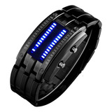 Fanmis Creative Binary Matrix Blue Led Reloj Resistente Al A