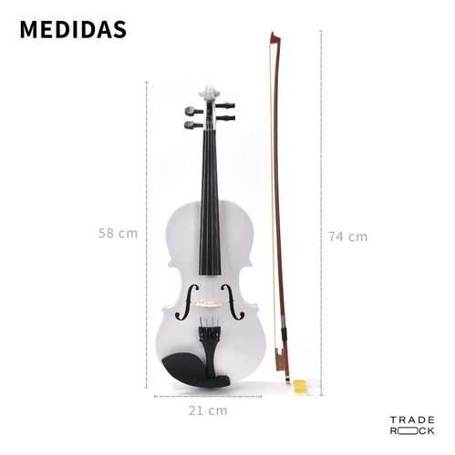 Violin 4/4 Acustico Madera Laminado Con Estuche Brea Y Arco Color Blanco