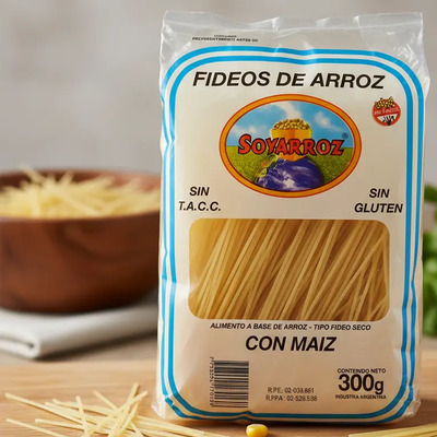 Fideos De Arroz Con Maíz Soyarroz Sin Gluten | Vegano 300 Gr | MercadoLibre