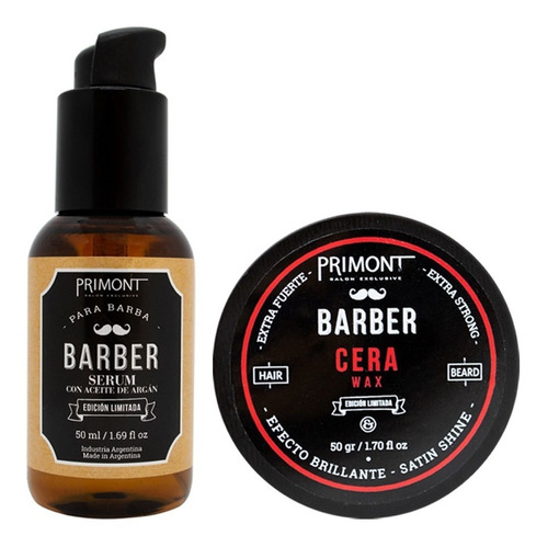 Primont Barber Cera Capilar 60ml+ Primont Barber Serum Barba