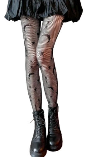 Pantimedias Negras Unitalla Medias Mallas Modelo Gótico Dark