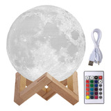 Velador Luna Llena Impreso 3d Led 16 Colores Regalo Navideño