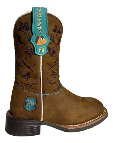 Bota Vaquera Rodeo Niña Nokota Horse Miel Bordados Flores
