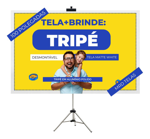 Tela De Retroprojetor Com Tripé Lona Para Datashow + Tripé