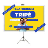 Tela De Retroprojetor Com Tripé Lona Para Datashow + Tripé