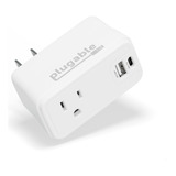 Plugable Extensor De Toma De Pared Con 1 Usb-c Y 1 Usb, Bloq