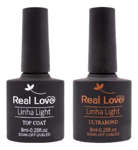 Top Coat Real Love Kit 2 Unid Linha Light Profissional 8ml
