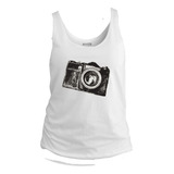 Camiseta Regata Feminina Dasantigas - Câmera Fotográfica