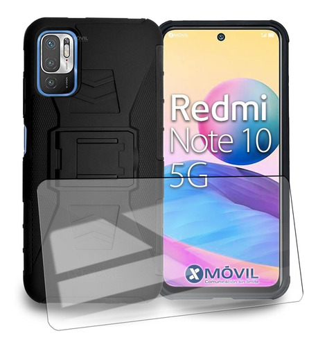 Funda Redmi Note 10 5g, Uso Rudo Clip + Mica