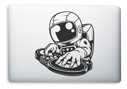 Calcomanía Sticker Vinil Para Laptop Pc Astronauta Dj Music