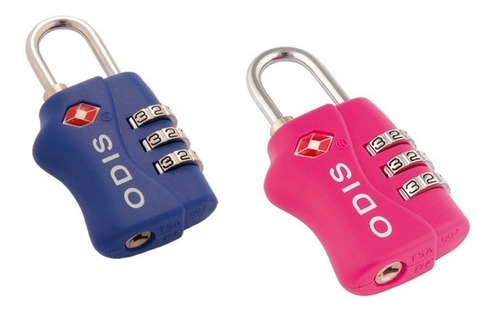 Kit De 2 Candados Tsa 33mm Con Clave Rosa Y Azul Odis